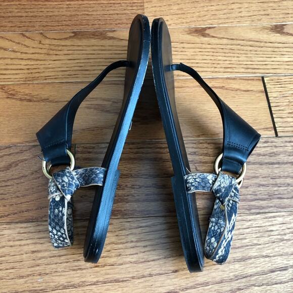 VINCE PHARIS Thong Leather Black Tan Sandals Women’s Size 7.5 - Picture 9 of 10